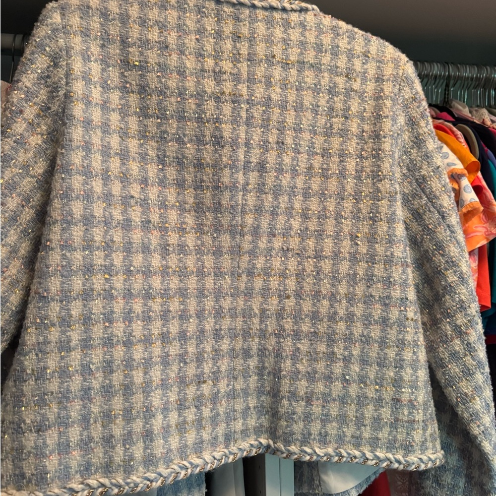 Nanette Lepore Blue and White Tweed Blazer - Picture 5 of 5